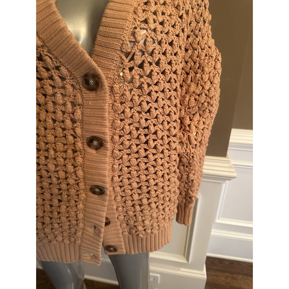 Farm Rio Large Cable Knit Carmel Cardigan Size Large - Picture 4 of 8